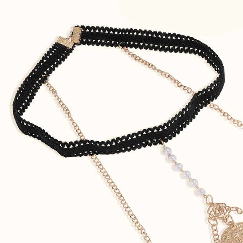 Turquoise Pendant Layered Leg Chain