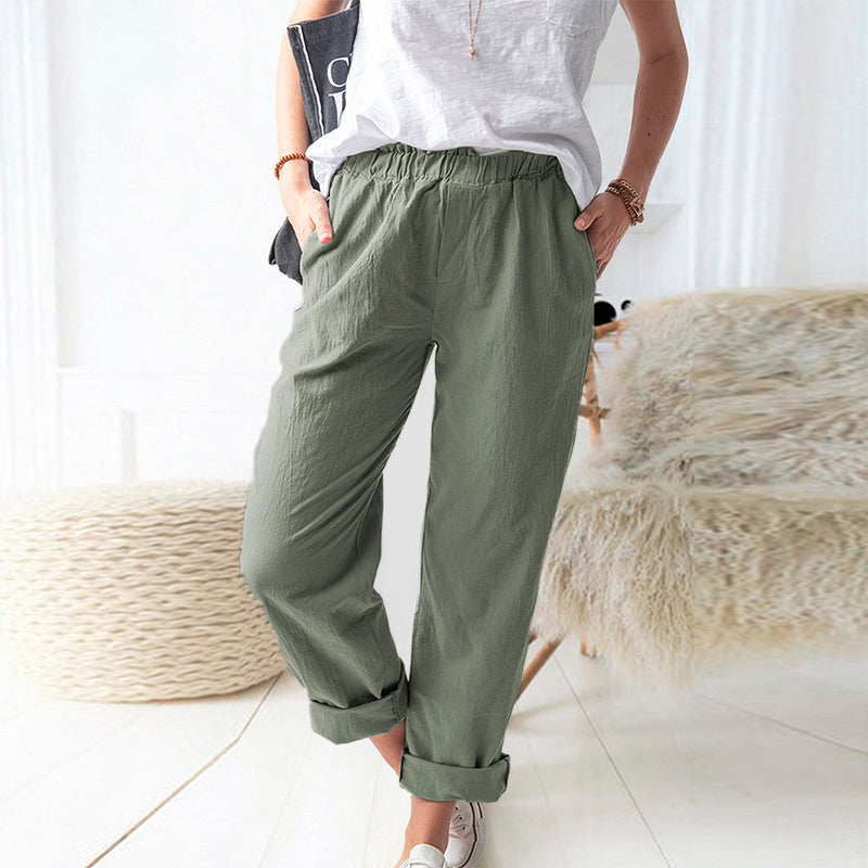 Solid Color Casual Loose Waist Pants