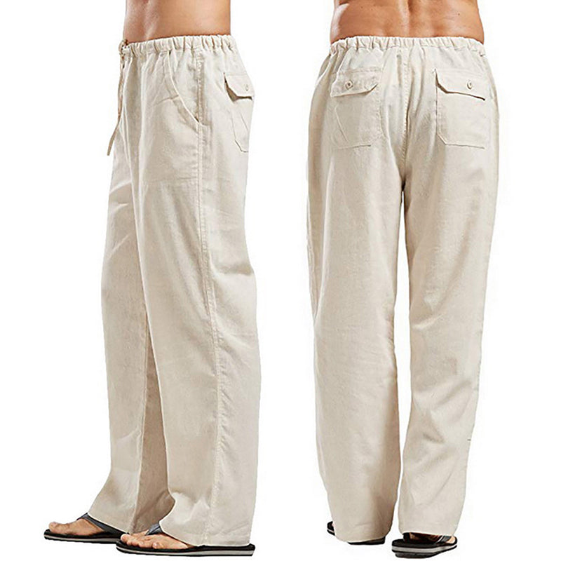 Men's Linen Large Size Pocket Trousers