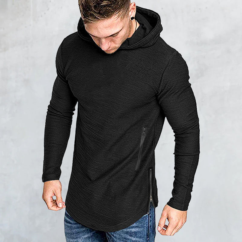 Solid Color Hooded Long Sleeve T-Shirt