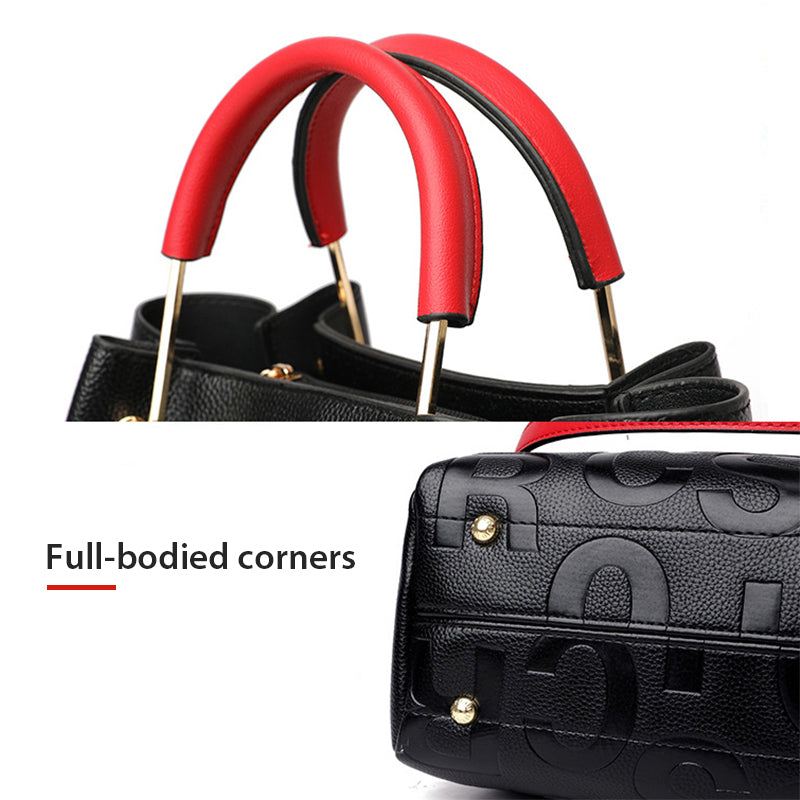 Soft Leather Embossed Shoulder Bag