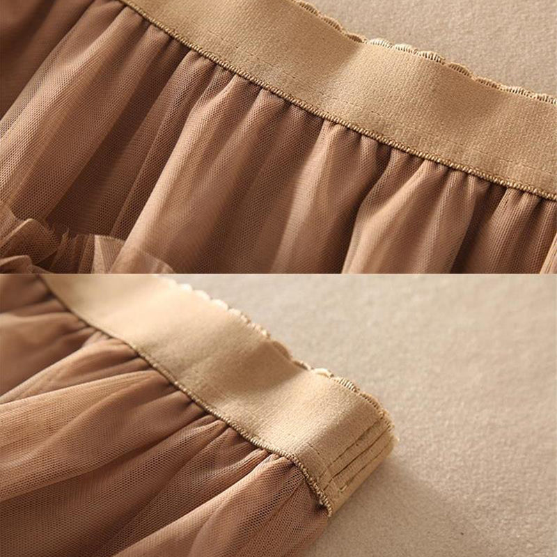 Beautiful Khaki asymmetrical design Tulle Tiered Fall Skirt