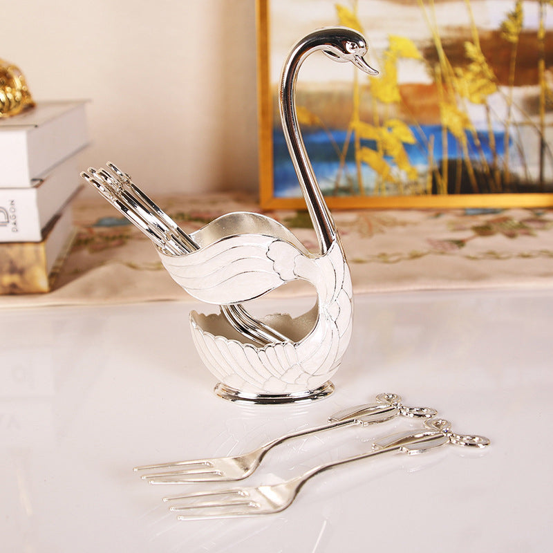 Home Decoration Swan Dessert Spoon/Fork Tableware Set