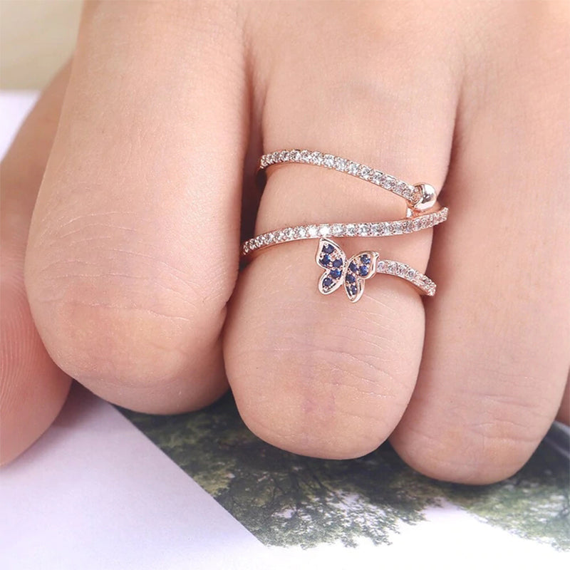 Crystal Butterfly Twist Ring