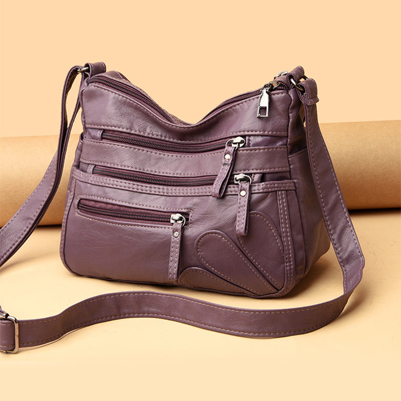 Multi-zipper Soft Leather Bag