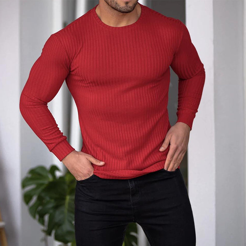 Vertical Crewneck Long Sleeve T-Shirt