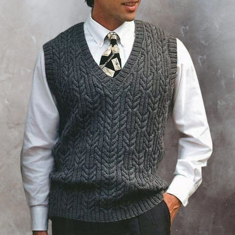 Cable V Neck Sweater