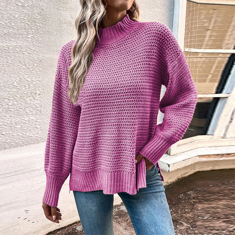 Bloomer Sleeve Split Pullover Sweater