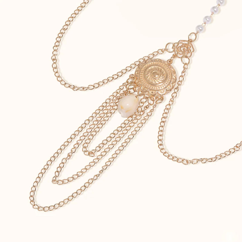 Turquoise Pendant Layered Leg Chain