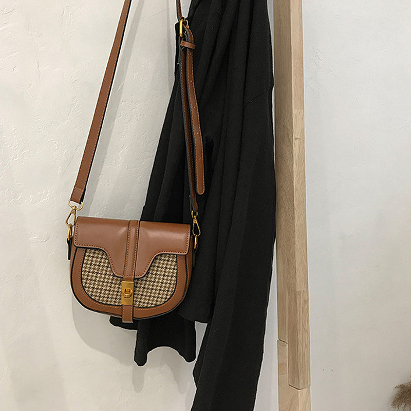 Vintage Plaid Saddle Bag