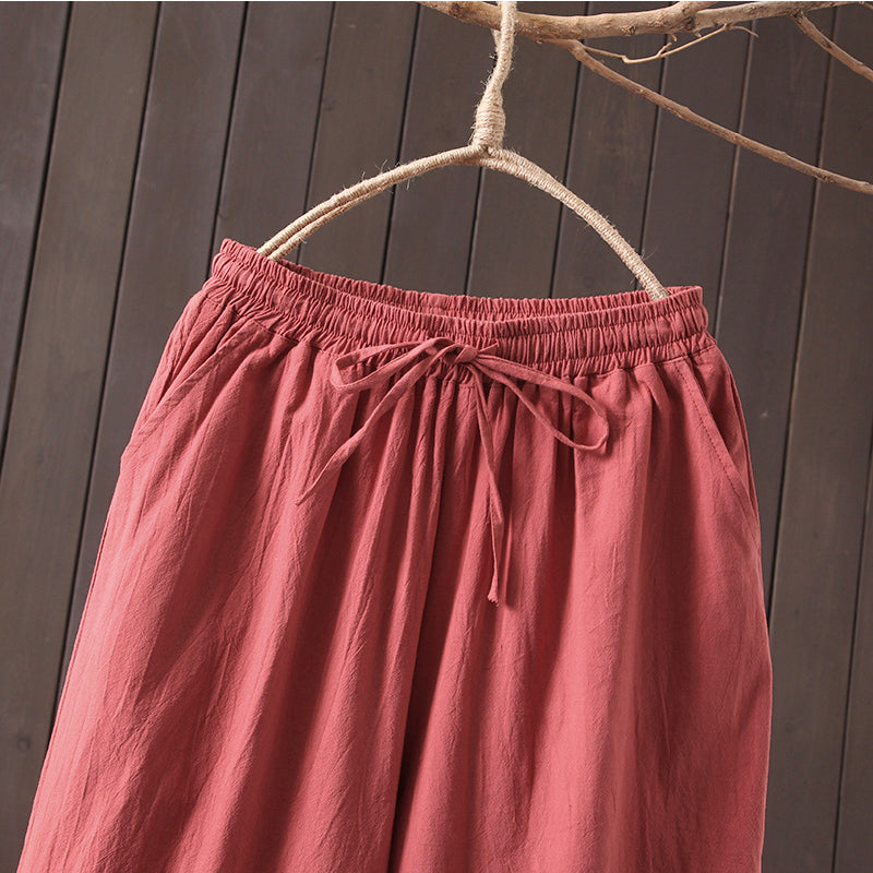 Casual Cotton and Linen Wide-leg Trousers
