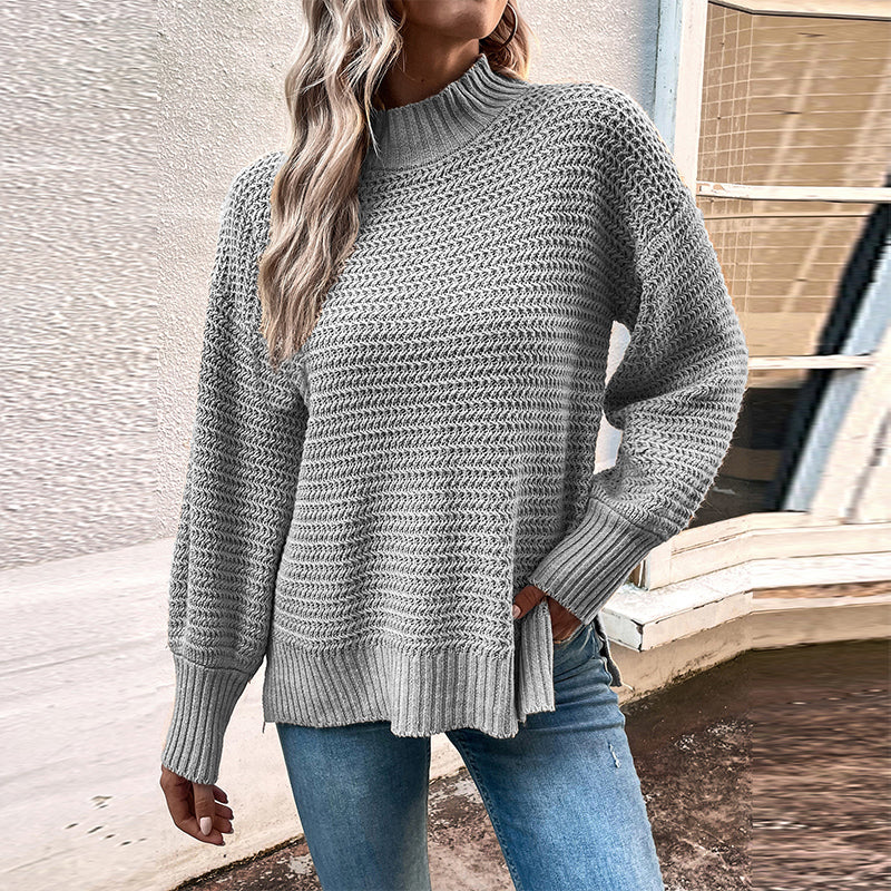 Bloomer Sleeve Split Pullover Sweater