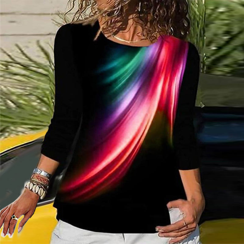 Crew Neck Feather Print Slim Fit T-Shirt