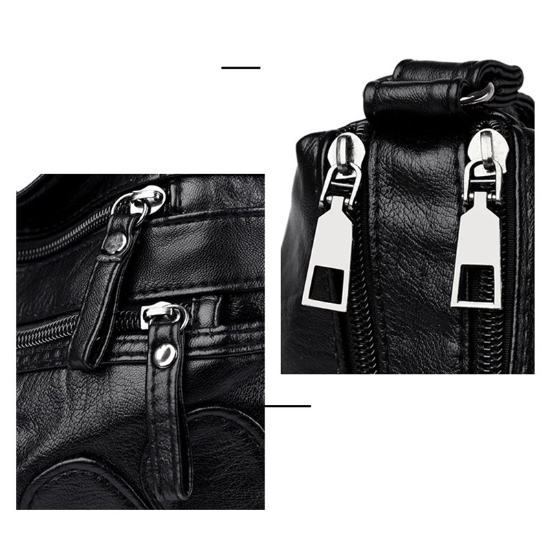 Multi-zipper Soft Leather Bag