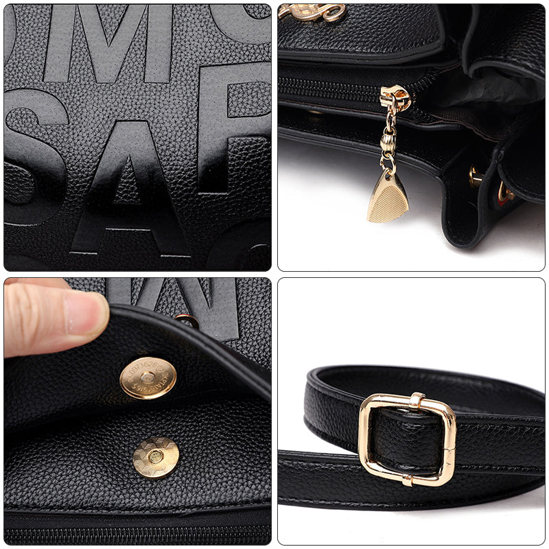 Soft Leather Embossed Shoulder Bag