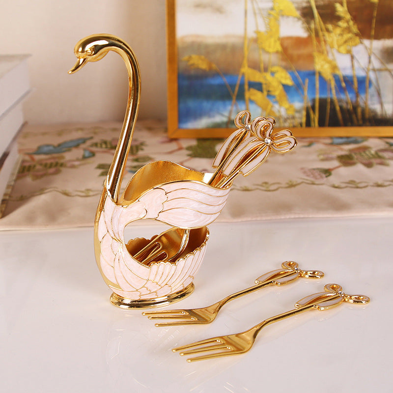 Home Decoration Swan Dessert Spoon/Fork Tableware Set