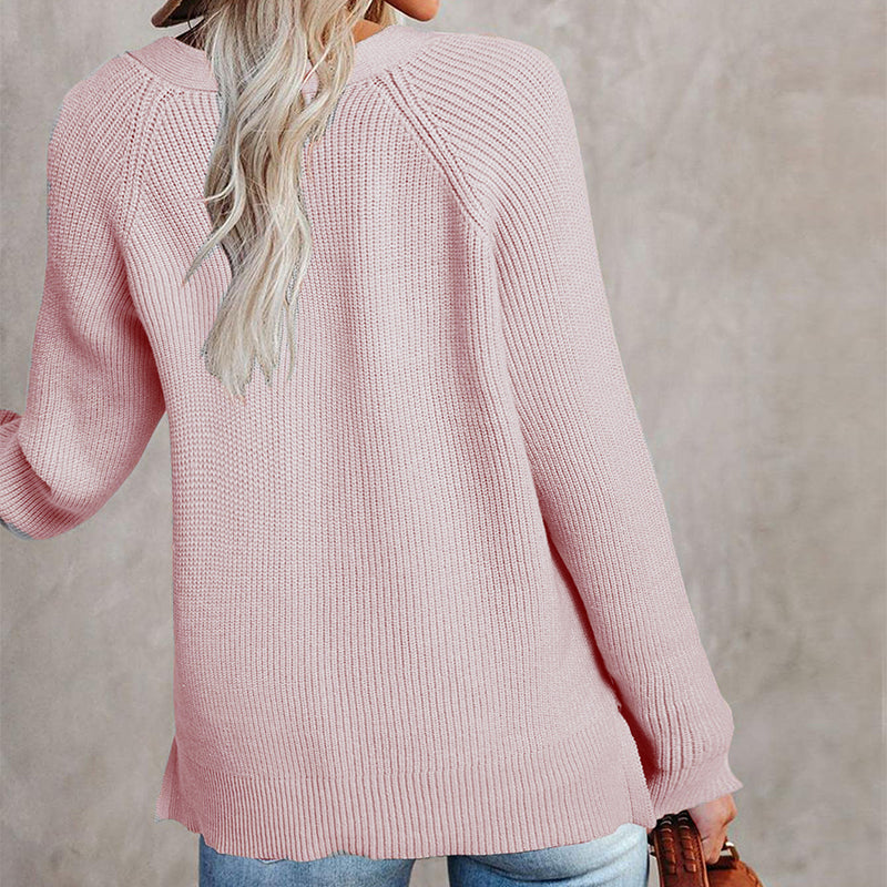 Knit Pullover V-Neck Sweater