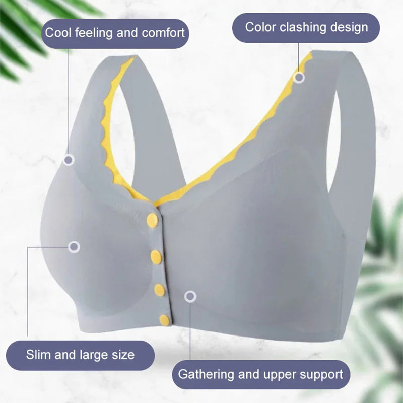 Contrast Front Button Bra