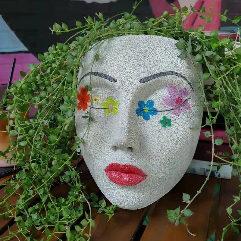 Resin Goddess Human Face Flower Pot