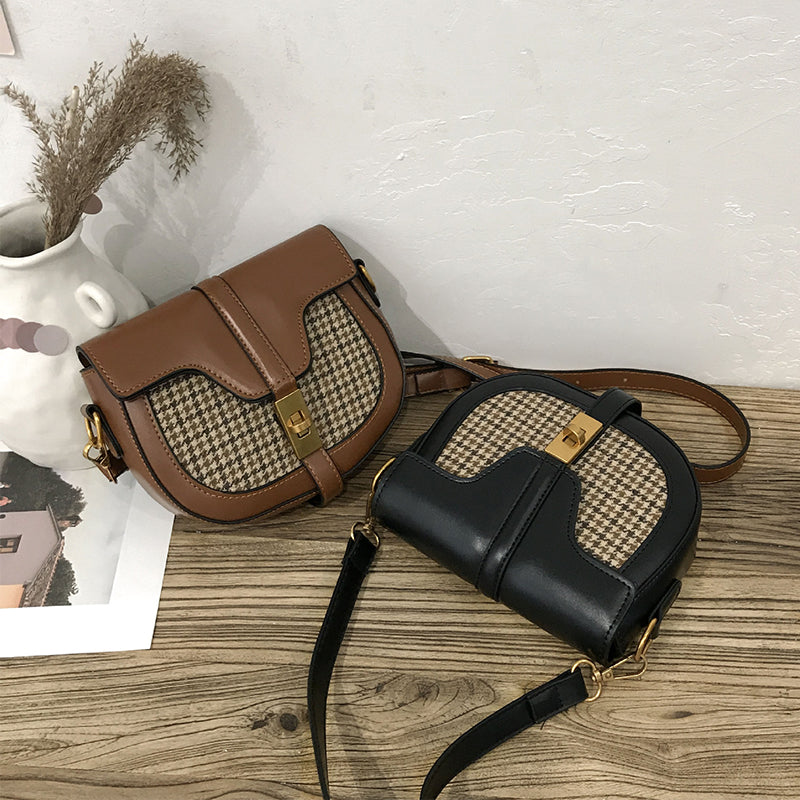 Vintage Plaid Saddle Bag