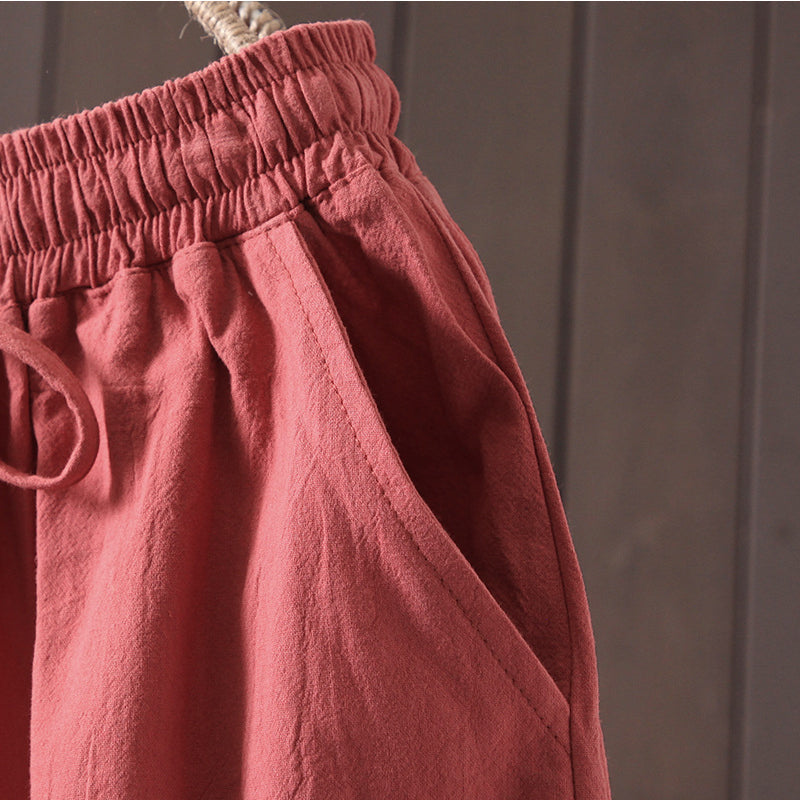 Casual Cotton and Linen Wide-leg Trousers