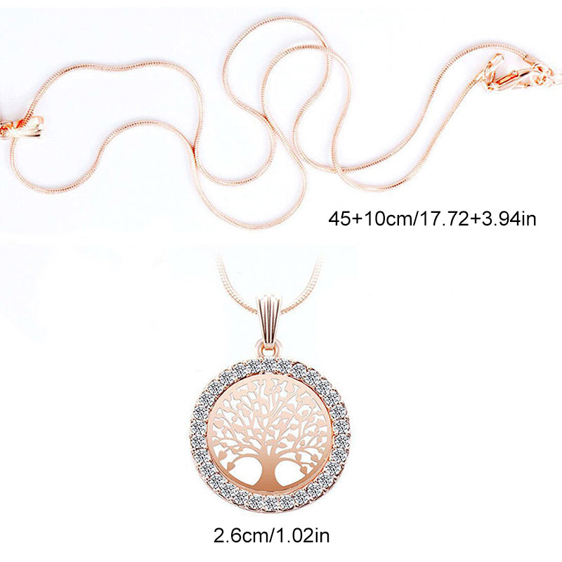 Hollow out Tree of Life Studded Necklace