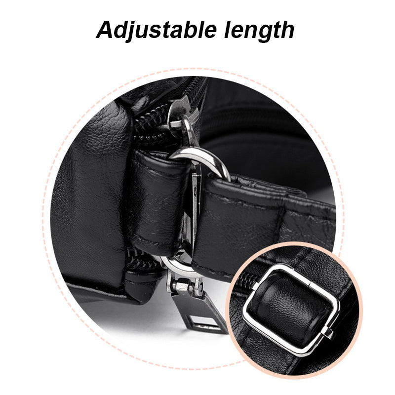 Multi-zipper Soft Leather Bag