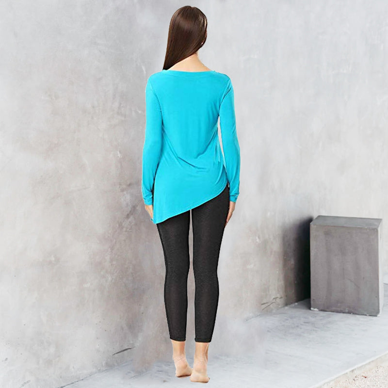 Round Neck Irregular Solid T-Shirt