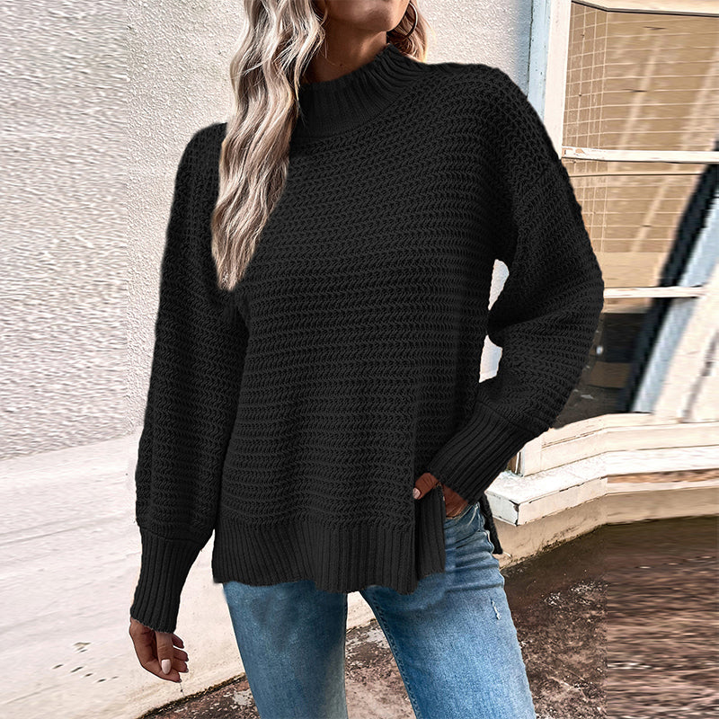 Bloomer Sleeve Split Pullover Sweater