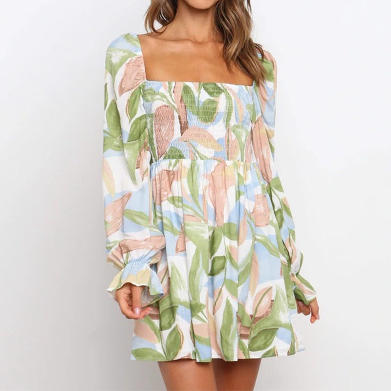 One Shoulder Flower Dress