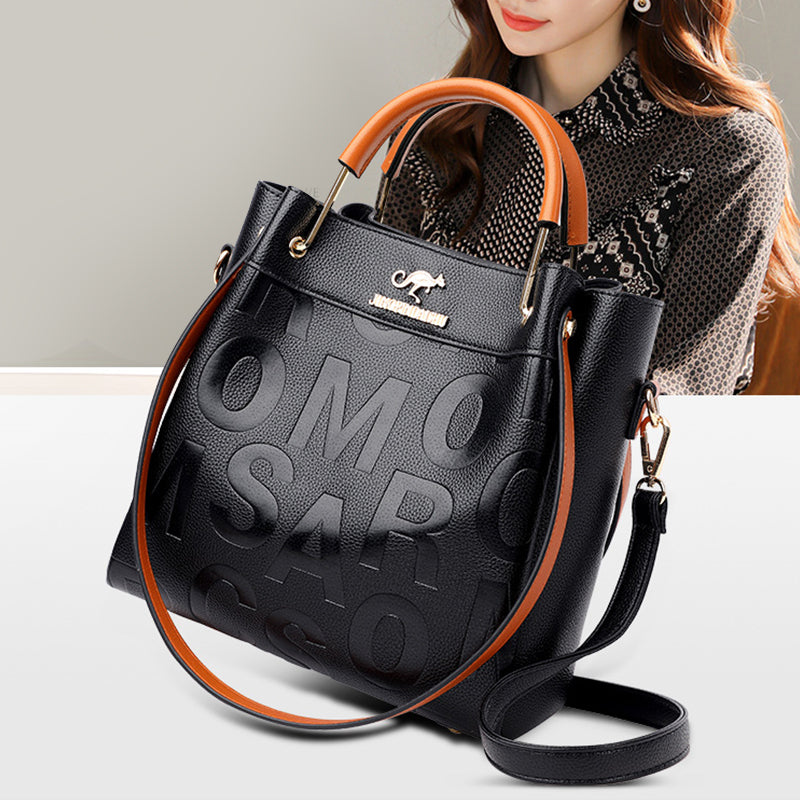 Soft Leather Embossed Shoulder Bag