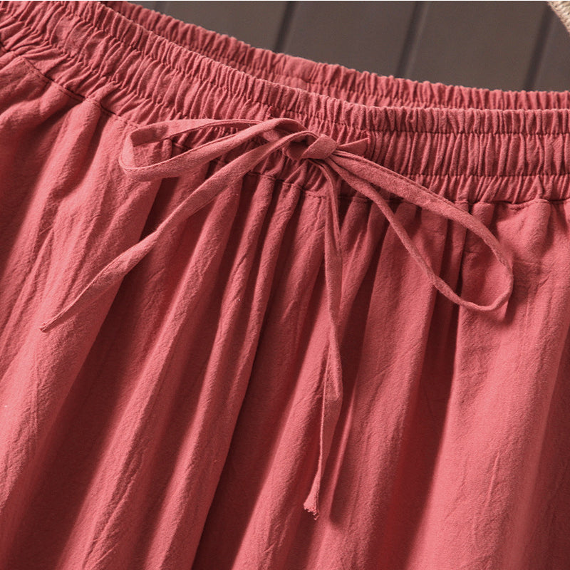 Casual Cotton and Linen Wide-leg Trousers
