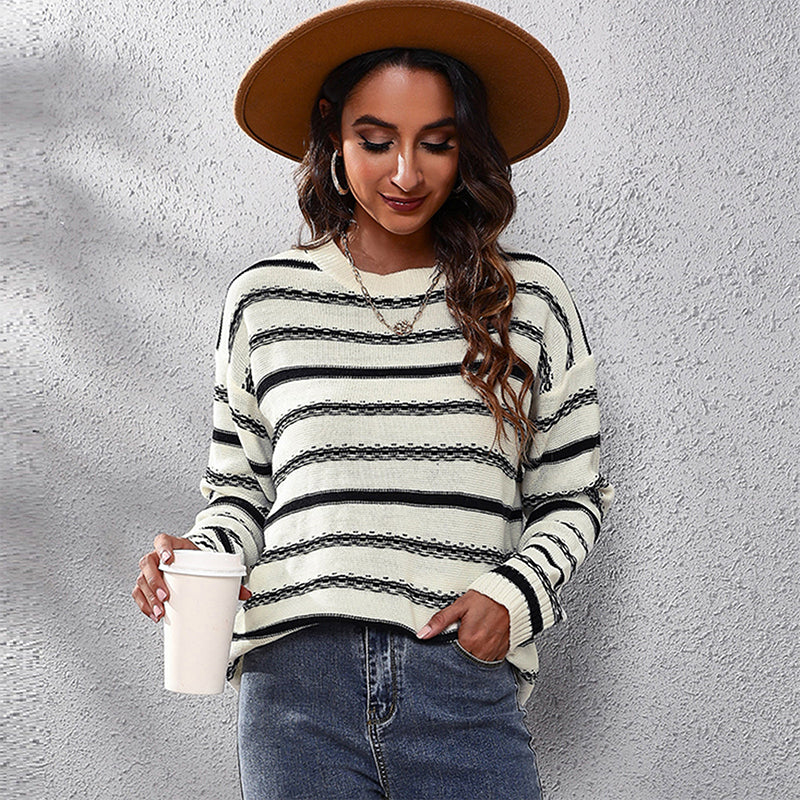 Crew Neck Striped Oversized Sweater