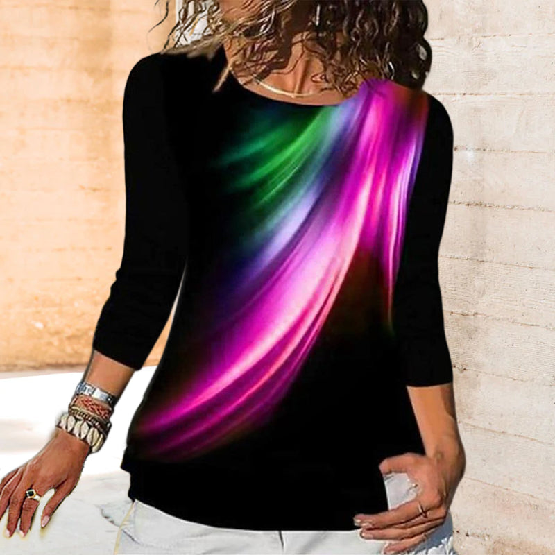 Crew Neck Feather Print Slim Fit T-Shirt