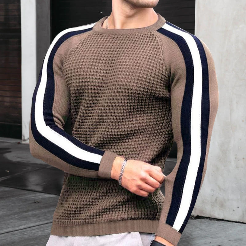 Waffle Contrast Knit Sweater