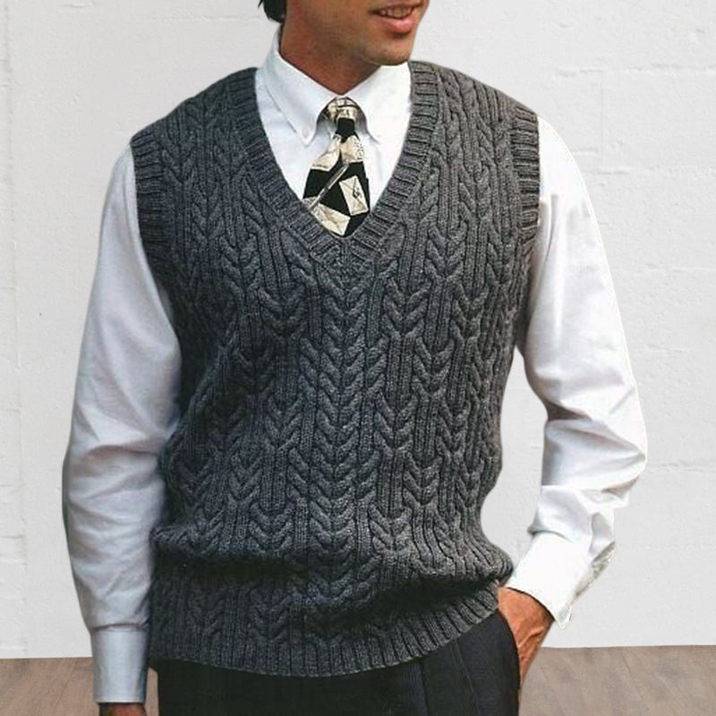 Cable V Neck Sweater