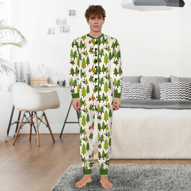 Green Little Christmas Tree Print Family Matching Onesie Pajamas
