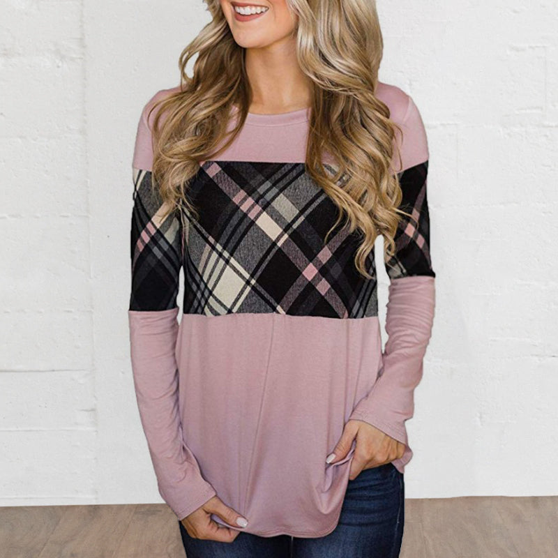 Paneled Color Contrast Long Sleeve T-Shirt