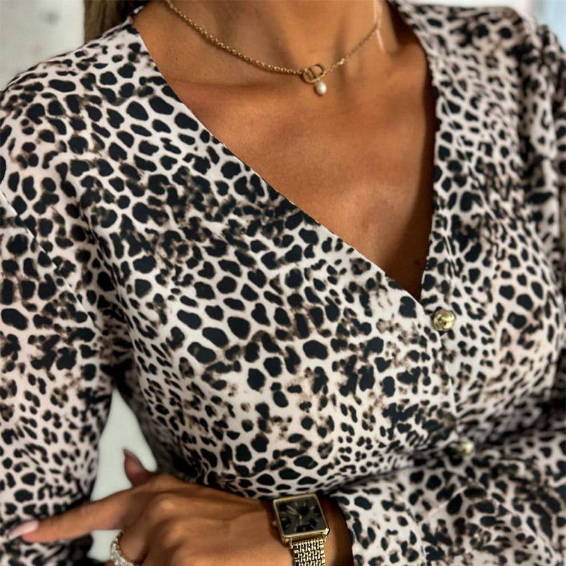 Leopard Print V-Neck Shirt
