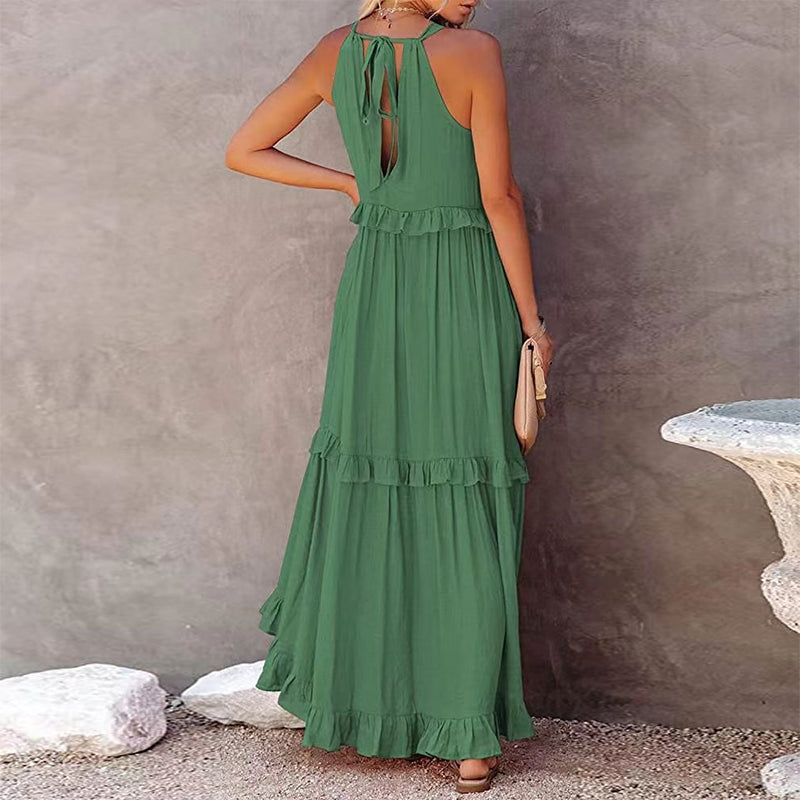 Sleeveless Sling Loose Waist Irregular Cake Dress