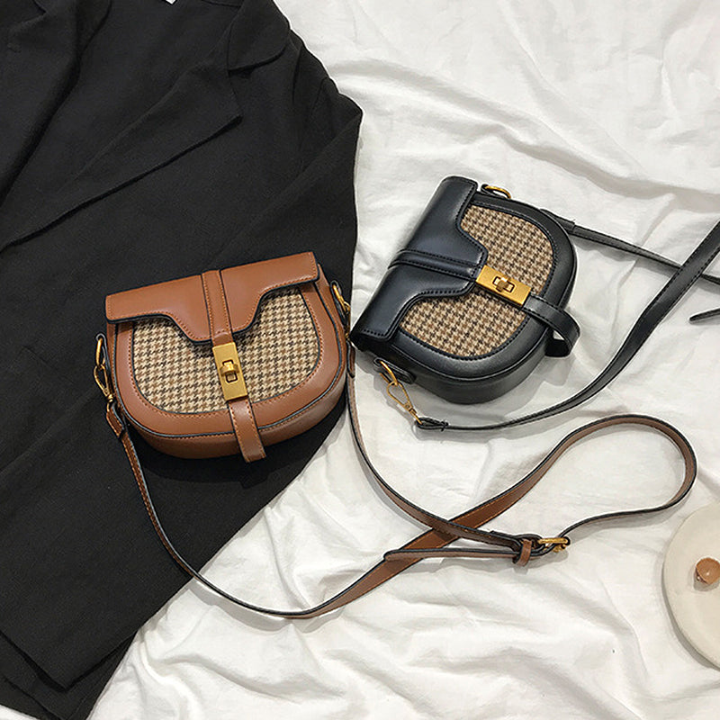 Vintage Plaid Saddle Bag