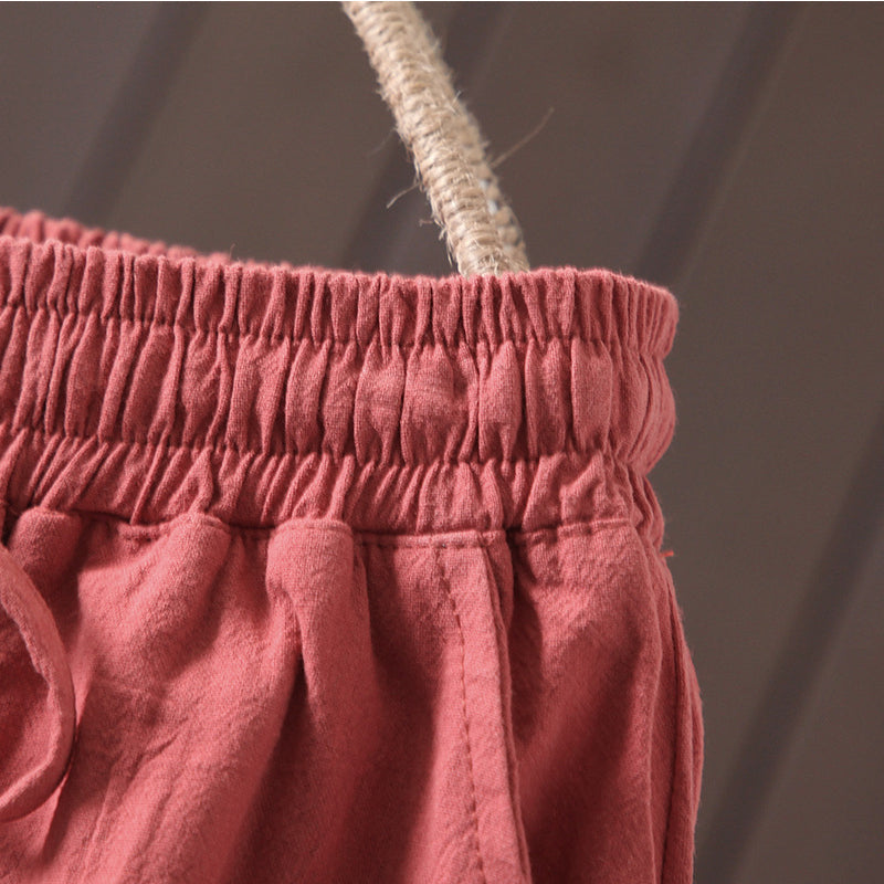 Casual Cotton and Linen Wide-leg Trousers