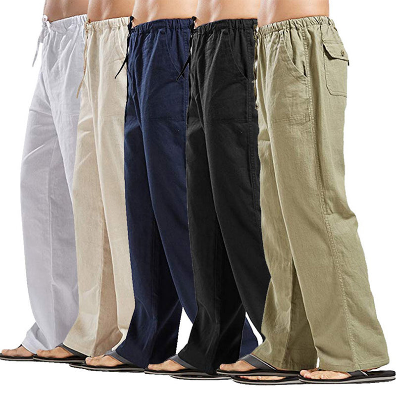 Men's Linen Large Size Pocket Trousers