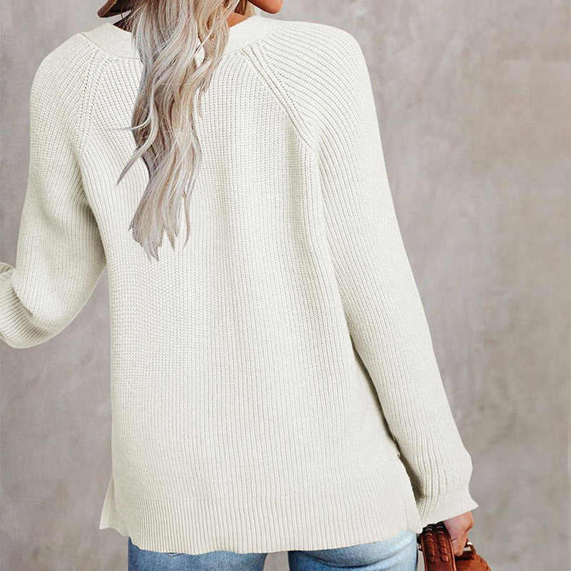 Knit Pullover V-Neck Sweater