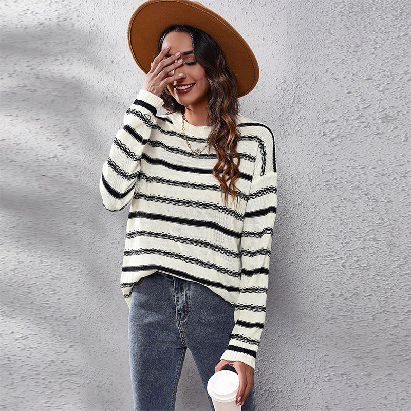 Crew Neck Striped Oversized Sweater