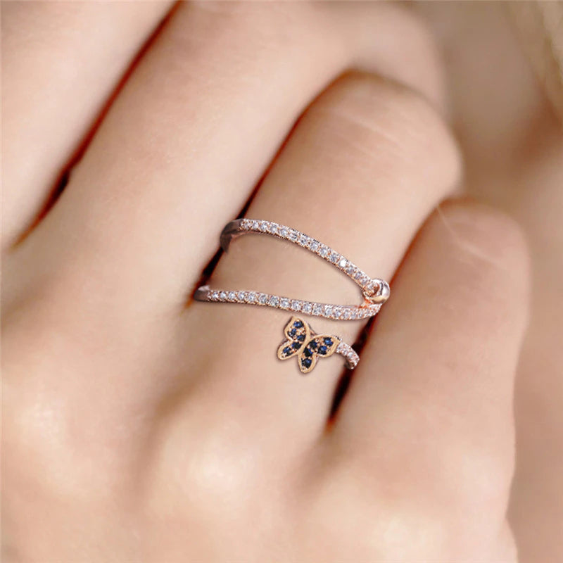 Crystal Butterfly Twist Ring