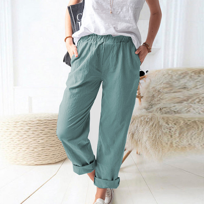 Solid Color Casual Loose Waist Pants