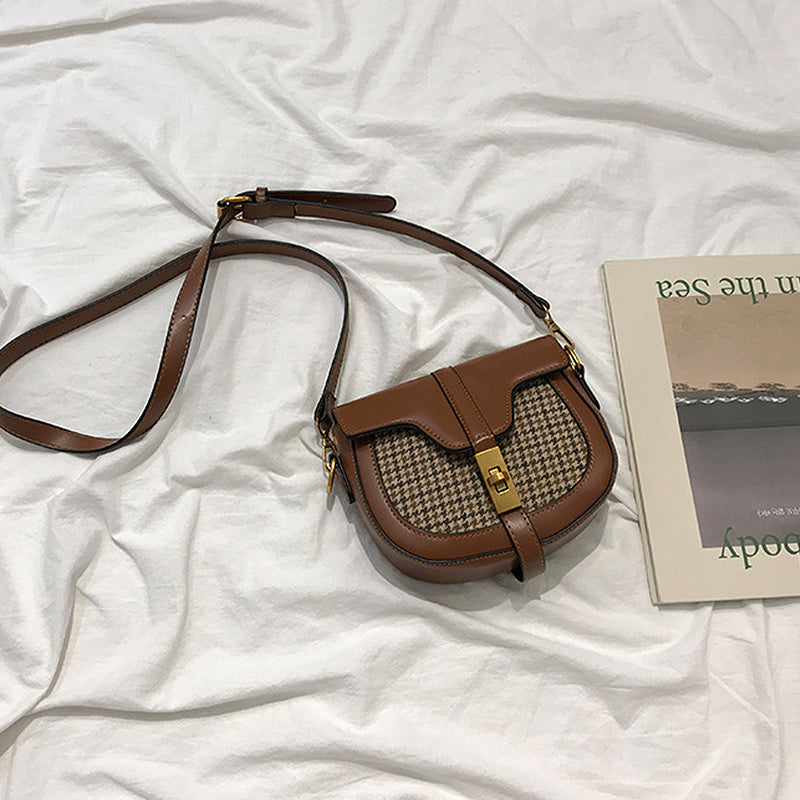 Vintage Plaid Saddle Bag
