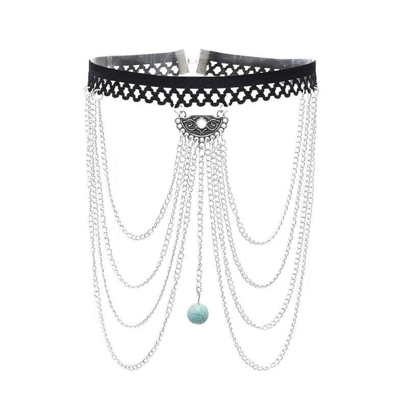 Turquoise Pendant Layered Leg Chain