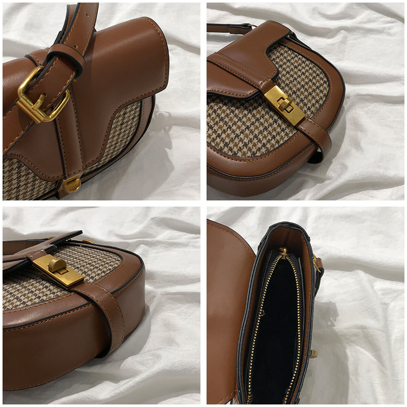 Vintage Plaid Saddle Bag